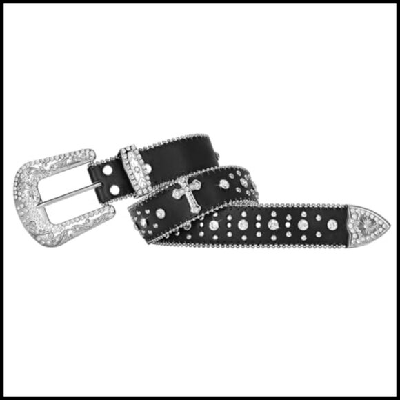 PU Leather Rhinestone Studded Western Belt for Women and Men main image 7